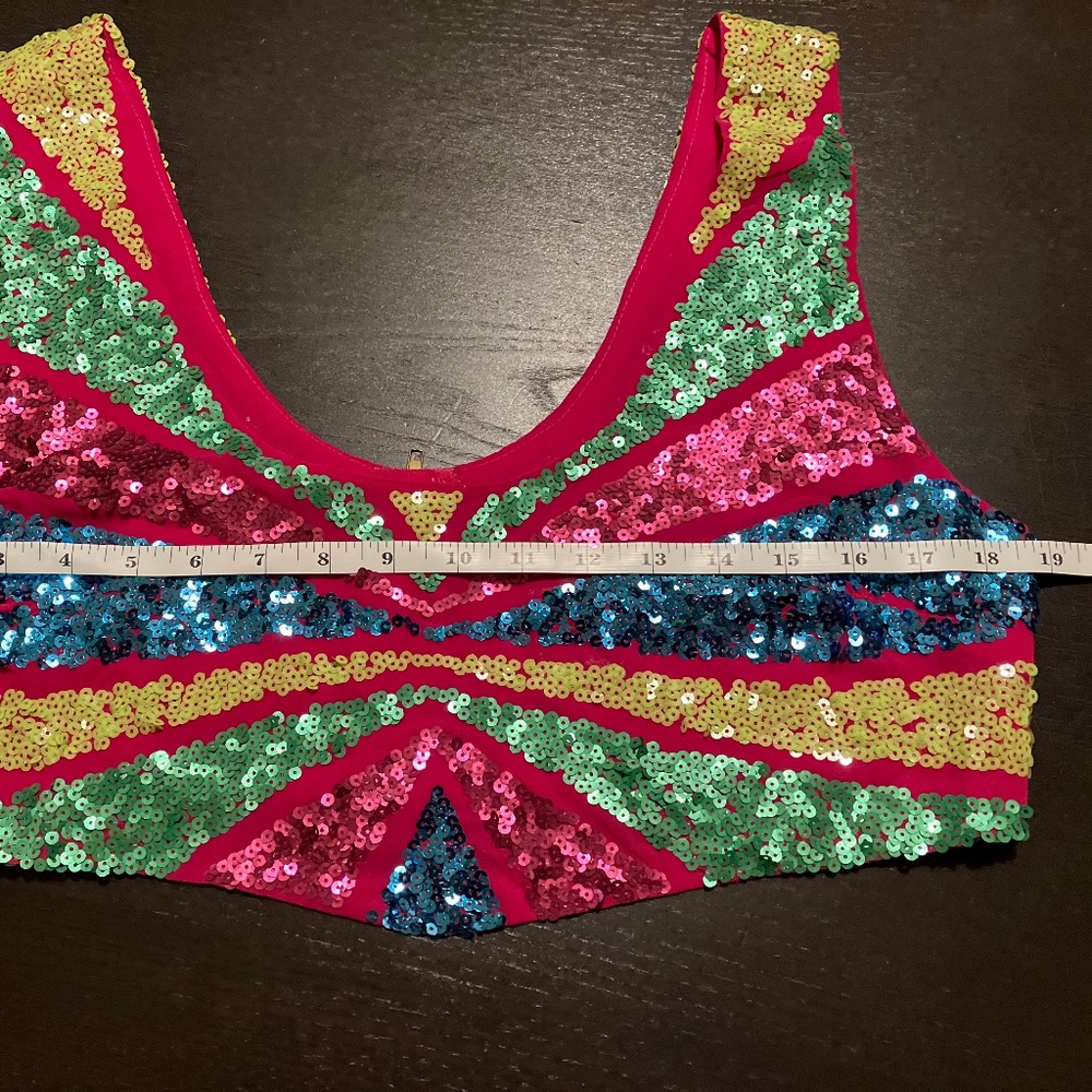 Nasty Gal Colorblock Sequin Cropped Bralette Hot Pink - Picture 2 of 7